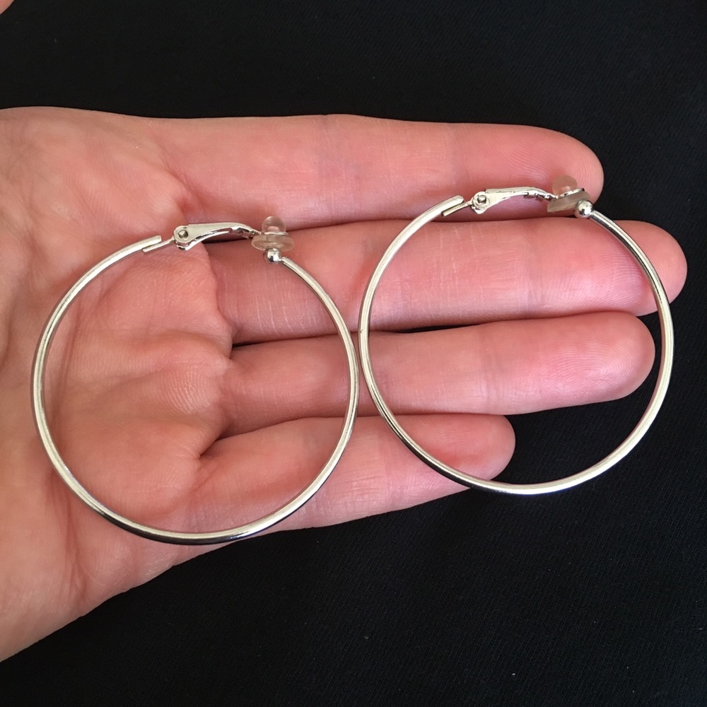 Silver Tone Fashion Hoop Jewelry Earrings